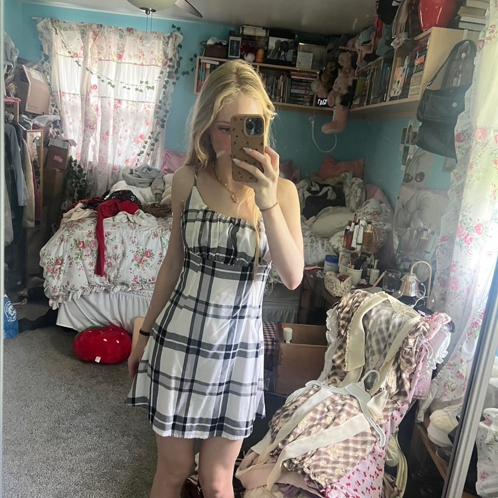 Black and White A-Line Sundress with Scoop Neck